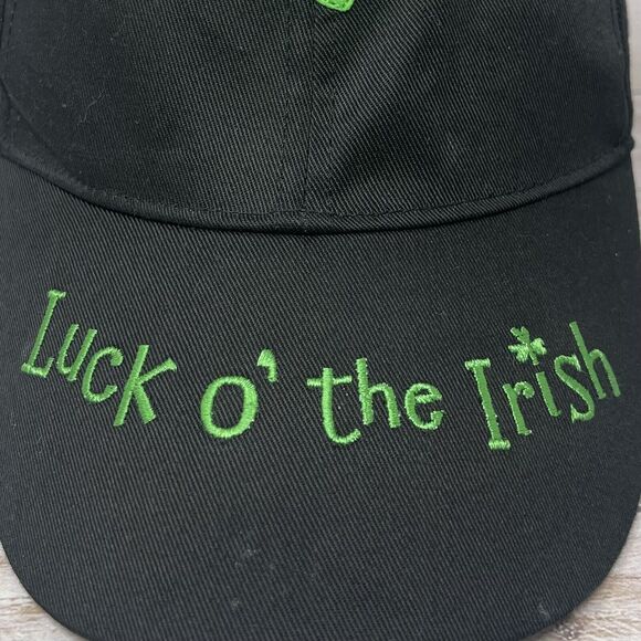 Hallmark Luck O The Irish Hat Adult One Size Adjustable Black Green Embroidered - Picture 3 of 11
